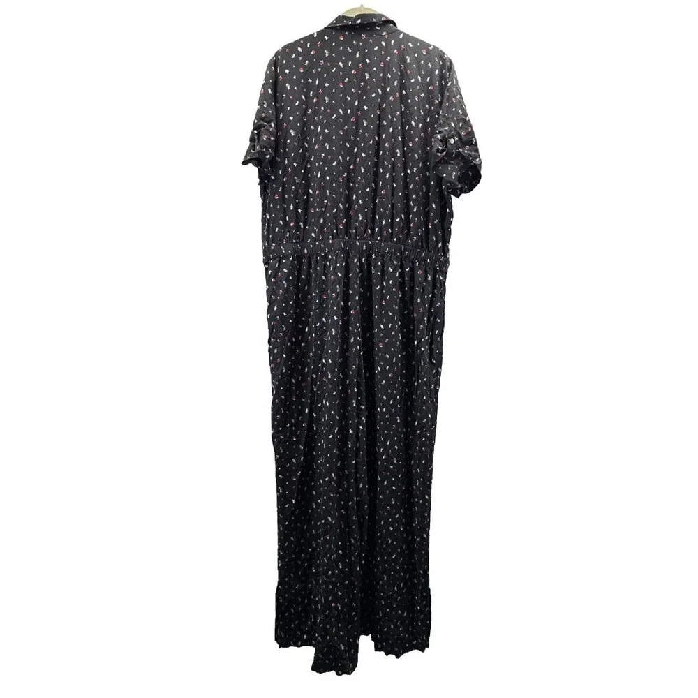 J. Jill Women Jumpsuit XL Petite Ditsy Bohemian Casual Floral Lagenlook Wide Leg